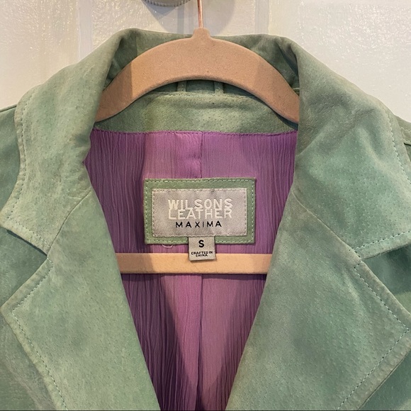 Wilsons Leather Maxima Sage Green Suede Jacket y2k vintage spring pastel - Picture 2 of 13
